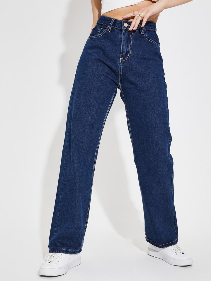 Women’s High Waist Wide Leg Jeans | Sky Denim Baggy Loose Fit Full Length Jeans for Women &amp; Girls | Casual Everyday Wear