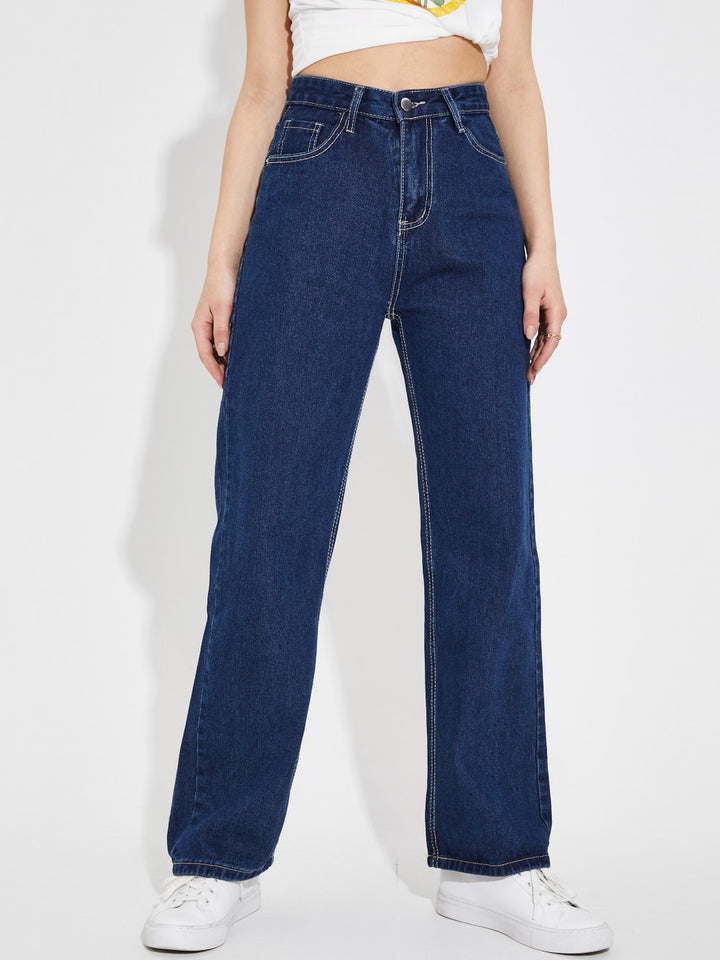 Women’s High Waist Wide Leg Jeans | Sky Denim Baggy Loose Fit Full Length Jeans for Women &amp; Girls | Casual Everyday Wear