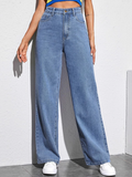 Women’s High Waist Wide Leg Jeans | Sky Denim Baggy Loose Fit Full Length Jeans for Women &amp; Girls | Casual Everyday Wear