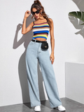 Women’s High Waist Wide Leg Jeans | Sky Denim Baggy Loose Fit Full Length Jeans for Women & Girls | Casual Everyday Wear