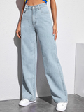 Women’s High Waist Wide Leg Jeans | Sky Denim Baggy Loose Fit Full Length Jeans for Women & Girls | Casual Everyday Wear