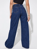 Women’s High Waist Wide Leg Jeans | Sky Denim Baggy Loose Fit Full Length Jeans for Women &amp; Girls | Casual Everyday Wear