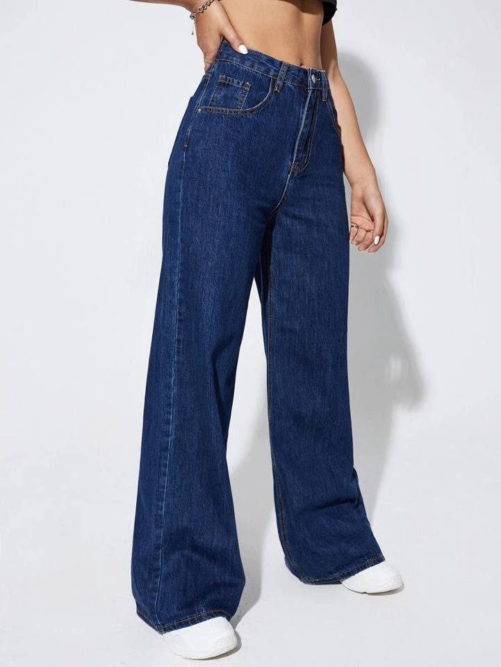 Women’s High Waist Wide Leg Jeans | Sky Denim Baggy Loose Fit Full Length Jeans for Women &amp; Girls | Casual Everyday Wear