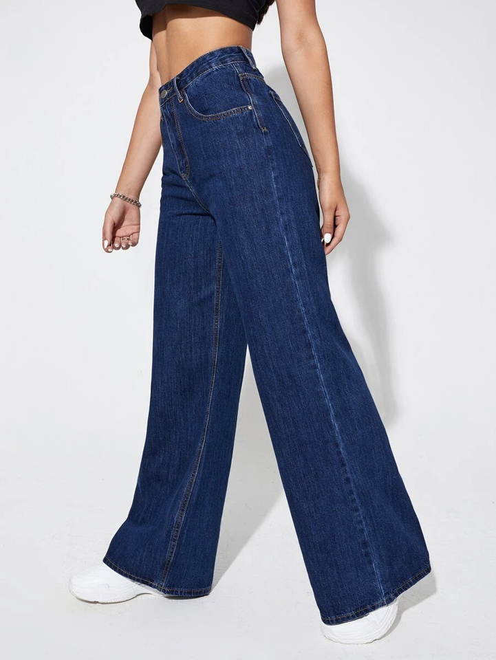 Women’s High Waist Wide Leg Jeans | Sky Denim Baggy Loose Fit Full Length Jeans for Women &amp; Girls | Casual Everyday Wear