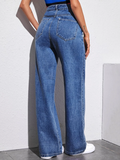 Women’s High Waist Wide Leg Jeans | Sky Denim Baggy Loose Fit Full Length Jeans for Women &amp; Girls | Casual Everyday Wear