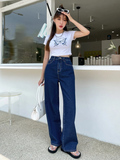 Women’s High Waist Wide Leg Jeans | Sky Denim Baggy Loose Fit Full Length Jeans for Women &amp; Girls | Casual Everyday Wear