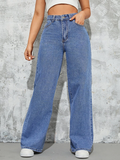 Women’s High Waist Wide Leg Jeans | Sky Denim Baggy Loose Fit Full Length Jeans for Women &amp; Girls | Casual Everyday Wear