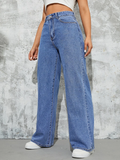 Women’s High Waist Wide Leg Jeans | Sky Denim Baggy Loose Fit Full Length Jeans for Women &amp; Girls | Casual Everyday Wear