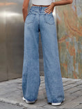 Women’s Ripped Jeans High Waisted Distressed Baggy Straight Wide Leg Pants