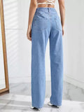 Women’s High Waist Wide Leg Jeans | Sky Denim Baggy Loose Fit Full Length Jeans for Women &amp; Girls | Casual Everyday Wear