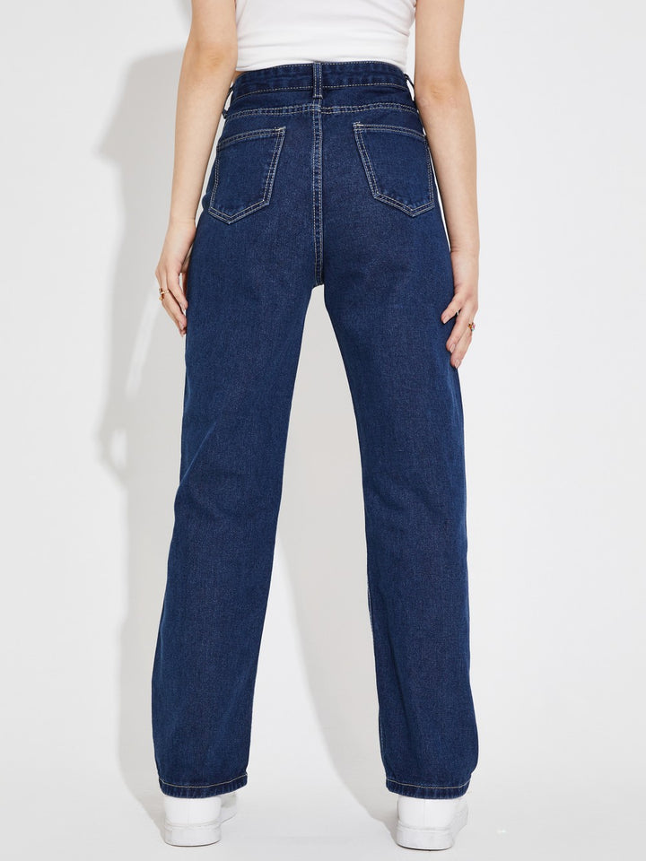 Women’s High Waist Wide Leg Jeans | Sky Denim Baggy Loose Fit Full Length Jeans for Women &amp; Girls | Casual Everyday Wear