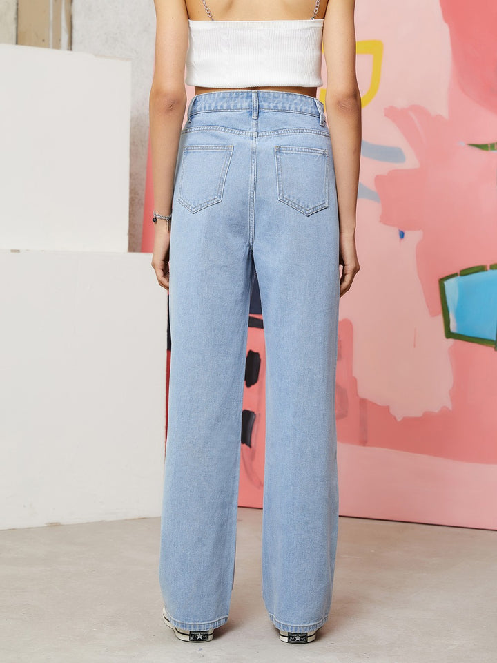 Women’s High Waist Wide Leg Jeans | Sky Denim Baggy Loose Fit Full Length Jeans for Women & Girls | Casual Everyday Wear
