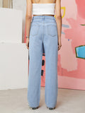 Women’s High Waist Wide Leg Jeans | Sky Denim Baggy Loose Fit Full Length Jeans for Women & Girls | Casual Everyday Wear