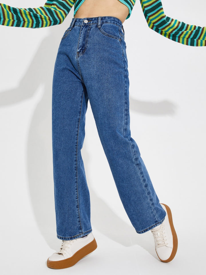 Women’s High Waist Wide Leg Jeans | Sky Denim Baggy Loose Fit Full Length Jeans for Women &amp; Girls | Casual Everyday Wear