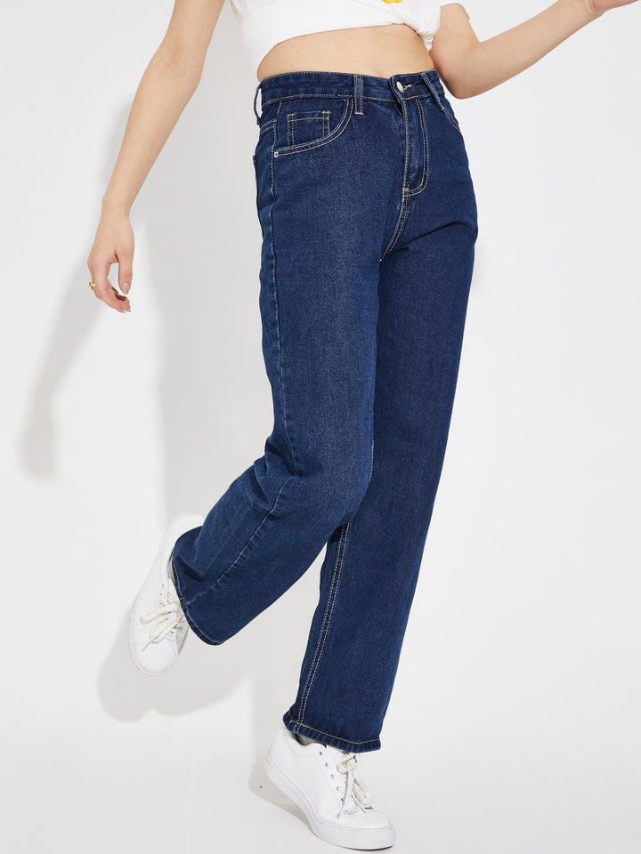 Women’s High Waist Wide Leg Jeans | Sky Denim Baggy Loose Fit Full Length Jeans for Women &amp; Girls | Casual Everyday Wear