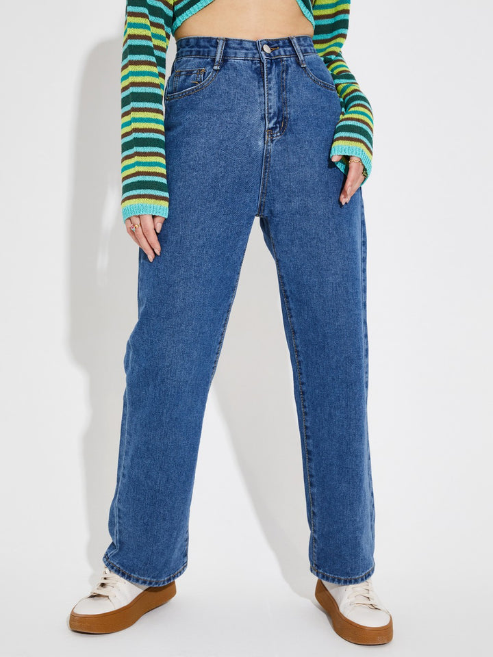 Women’s High Waist Wide Leg Jeans | Sky Denim Baggy Loose Fit Full Length Jeans for Women &amp; Girls | Casual Everyday Wear