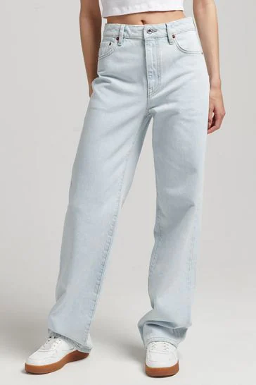 Women’s High Waist Wide Leg Jeans | Sky Denim Baggy Loose Fit Full Length Jeans for Women & Girls | Casual Everyday Wear