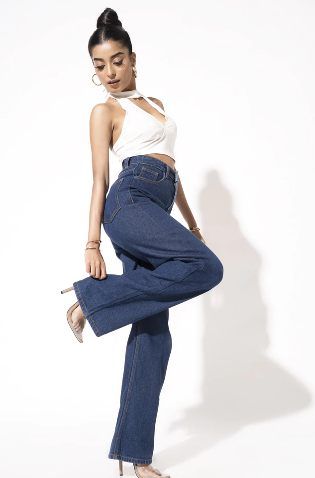 Women’s High Waist Wide Leg Jeans | Sky Denim Baggy Loose Fit Full Length Jeans for Women &amp; Girls | Casual Everyday Wear