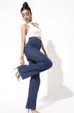 Women’s High Waist Wide Leg Jeans | Sky Denim Baggy Loose Fit Full Length Jeans for Women &amp; Girls | Casual Everyday Wear