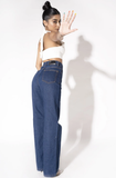 Women’s High Waist Wide Leg Jeans | Sky Denim Baggy Loose Fit Full Length Jeans for Women &amp; Girls | Casual Everyday Wear