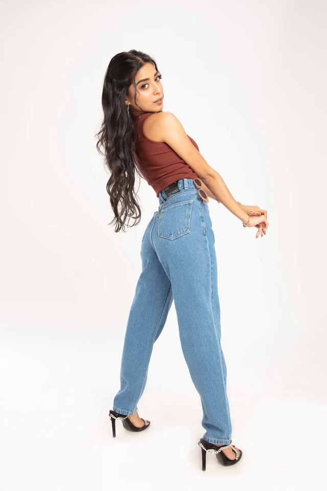 Women’s High Waist Wide Leg Jeans | Sky Denim Baggy Loose Fit Full Length Jeans for Women &amp; Girls | Casual Everyday Wear