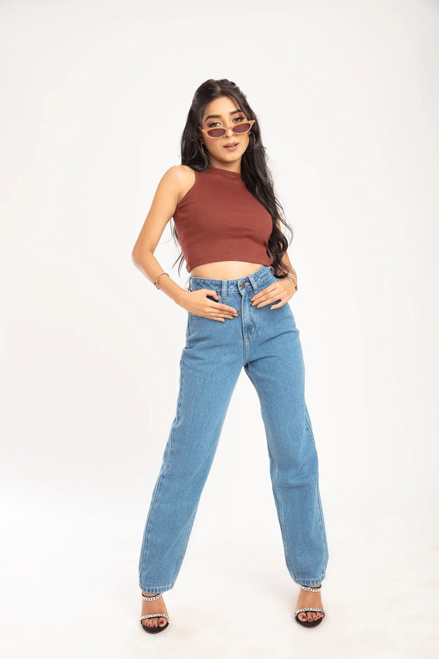 Women’s High Waist Wide Leg Jeans | Sky Denim Baggy Loose Fit Full Length Jeans for Women &amp; Girls | Casual Everyday Wear