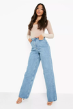 Women’s High Waist Wide Leg Jeans | Sky Denim Baggy Loose Fit Full Length Jeans for Women & Girls | Casual Everyday Wear