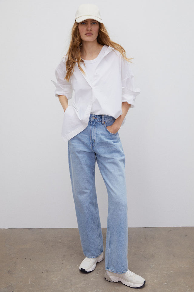 Women’s High Waist Wide Leg Jeans | Sky Denim Baggy Loose Fit Full Length Jeans for Women & Girls | Casual Everyday Wear