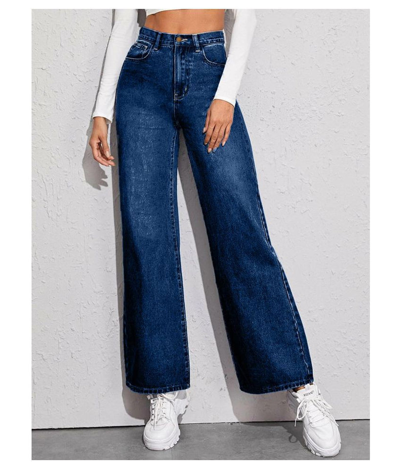 Women’s High Waist Wide Leg Jeans | Sky Denim Baggy Loose Fit Full Length Jeans for Women &amp; Girls | Casual Everyday Wear