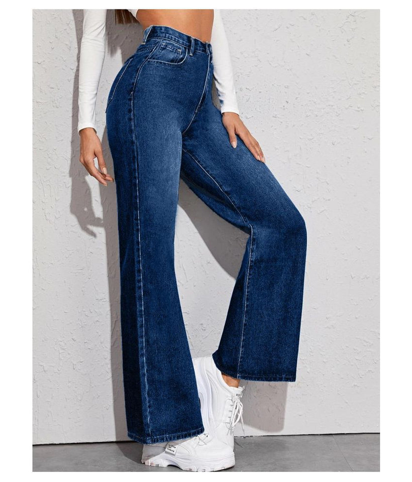 Women’s High Waist Wide Leg Jeans | Sky Denim Baggy Loose Fit Full Length Jeans for Women &amp; Girls | Casual Everyday Wear