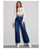 Women’s High Waist Wide Leg Jeans | Sky Denim Baggy Loose Fit Full Length Jeans for Women &amp; Girls | Casual Everyday Wear