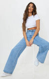 Women’s High Waist Wide Leg Jeans | Sky Denim Baggy Loose Fit Full Length Jeans for Women &amp; Girls | Casual Everyday Wear